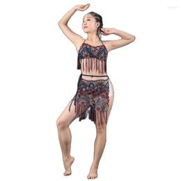 Stage Wear Tassel Belly Dance Costume Crop Top Hip Scarf Clothes Women Tribal Halloween Cosplay Carnival Festival Outfit Gypsy Sexy