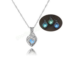Openwork Love Heart luminous necklaces Fashion Glow In The Dark stone pendant necklace For women Girls Jewellery