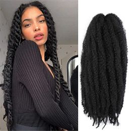 Crochet Marley Afro Kinky Braid Hair Short Dreadlock Soft Curly Twist 18 Inch Ombre Color Synthetic Hair Extension