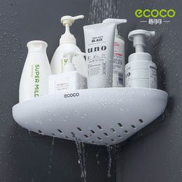 Bathroom Shelves ECOCO Storage Shelf Shower Snap Up Corner Shampoo Holder Basket Wall for Shelving Kitchen 230327