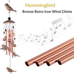 Decorative Objects Figurines Aluminium tube Hummingbird Wind Chime Bronze Retro Iron Chimes Bells for Indoor and Outdoor Home Garden Decoration Gift 230327