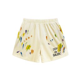 Brand shorts women men shorts designer shorts GD speckled ink hand-painted printing casual terry mens shorts hip hop drawstring straight pants unisex shorts beige