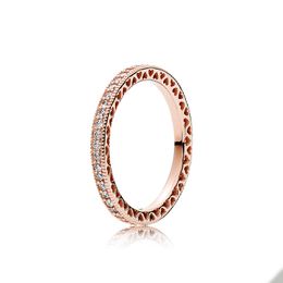 18K Rose Gold Sparkle Hearts Ring for Pandora 925 Sterling Silver Wedding Jewelry For Women Girlfriend Gift CZ Diamond designer couple's Rings with Original Box