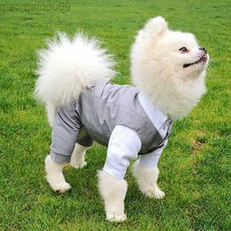 Dog Apparel Gentleman Dog Clothes Wedding Party Suit Formal Shirt Jacket For Small Dogs Pet Outfit Halloween Christmas Costume AA230327