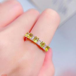 Cluster Rings Premium Jewelry Natural Gemstone 925 Sterling Silver Peridot Women's Mini Ring Party Gift Marry Wedding Birthday Got
