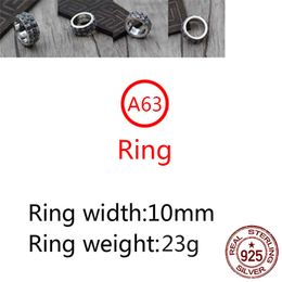 A63 S925 Sterling Silver Ring Fashion Retro Personality Cross Willow Nail Letter Net Red Versatile Punk Style Jewellery Gift for Lover