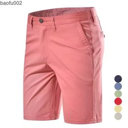 Men's Shorts Man Shorts Summer Cotton Middle Waist Male Luxury Casual Business Men Shorts Printed Beach Stretch Chino Classic Fit Short Homme W0327