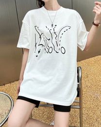 Women's T Shirt Oversized Tees Designer European Tide Tops Cotton Loose T-shirts Summer Line Arrow Geometric Pattern Girls Apparel