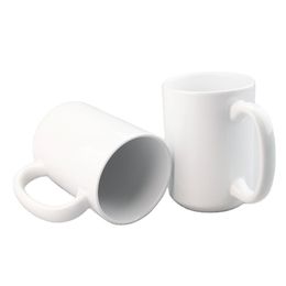 Sublimation Blanks 15 Oz Blank Porcelain Mugs With Large Handle Heavy Duty White Classic Ceramic Mug For Coffee Co Dhfnm