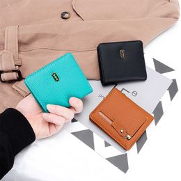 Wallets Genuine Leather Designer Wallet Women Bifold Short Purse Fashion Slim Small Money Bag Pocket Ladies Luxury Brand Short Wallets G230327