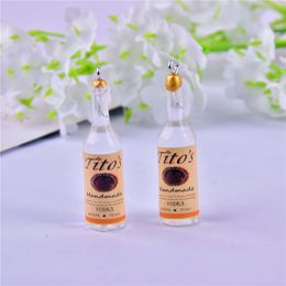 Charms 10pcspack Tito 3D Alcohol Bottle Resin Charms Pendant Earring Keychain DIY Fashion Jewelry Accessories 230325