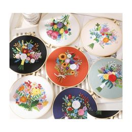 Other Arts And Crafts Flowers Embroidery Kit Diy Needlework Houseplant Pattern Needlecraft For Beginner Drop Delivery Home Garden Dhij2