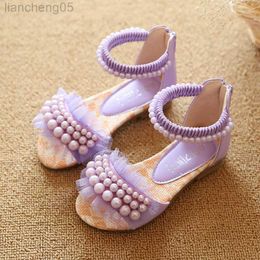 Sandals Girls Sandals 2022 Summer New Flower Girl Children Sandals Kid Baby Single Shoes Casual Beach Shoes Fashion Princess Shoes D479 W0327