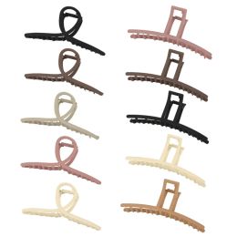 Women Plastic Large Cross T Word Hair Clamps Clips Solid Colour Hollow Out Hair Claw Length 13.5 CM Scrunchies Hairpins Female Headdress Ponytail Jewellery Accessories