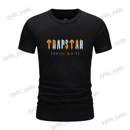 Men's T-Shirts Trapstar Rainbow Letter Gradient Towel Print Short Sleeve T-Shirt Fog High Street Short Trouser Set T230327