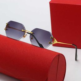 Designer Men's and Women's Beach Couple Sunglasses 20% Off polygonal frameless fashionable outdoor riding sun-shading Popular simple mirror