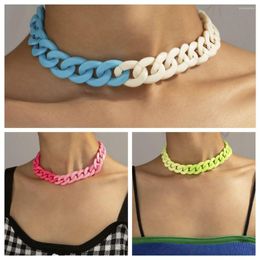 Chains Hip Hop Punk Acrylic Candy Colour Thick Chain Necklace For Women Men Choker On The Neck Bijoux Fashion Jewellery Accessories