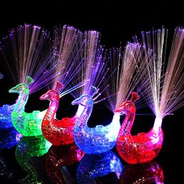 Led Rave Toy 10pcs Colorful Luminous s for Kids Girls Peacock Finger LED Light-up Rings Party Gadgets Intelligent Children Y2303