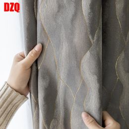 Curtain & Drapes High-end Simple American Curtains For Livingroom Modern Light Luxury Gold Silk Jacquard Grey