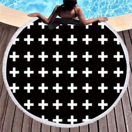 Towel Black Large Round Beach For Adult Circle Microfiber Soft Bath With Tassel 150cm Tapestry Suncreen Blanket Home Decor