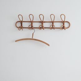 Hooks Rails Rattan Clothes Hanger Large Vintage Bedroom Closets Kids Garments Organizer Rack Hat Hanging Wall Room Decor 230327