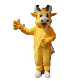 Hot Sales Yellow cow Mascot Costume Top Cartoon Anime theme character Carnival Unisex Adults Size Christmas Birthday Party Outdoor Outfit Suit