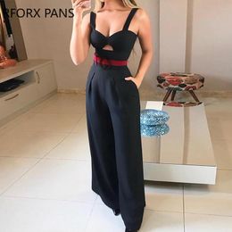 Womens Jumpsuits Rompers Cut Out Twist Front Wide Leg Jumpsuit Office Lady Casual Look for Women 230327