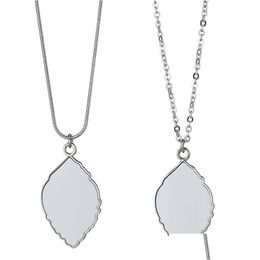 Sublimation Blanks Blank Necklace Bezel Pendant Trays Custom Po Printable Leaf Shape For Women Jewellery Making D Dhcem