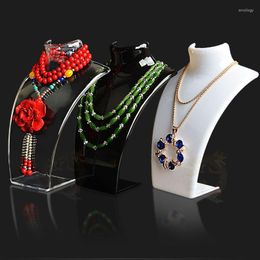 Jewelry Pouches And Three Colors 20 13.5 6cm Mannequin Necklace Pendant Display Stand Holder Show Decorate Retail Acrylic
