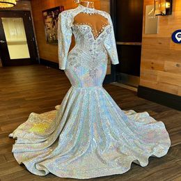 Arabic Mermaid Ebi Aso Colourful Prom Dresses Beaded Crystals Sexy Evening Formal Party Second Reception Birthday Engagement Gowns Dress ZJ
