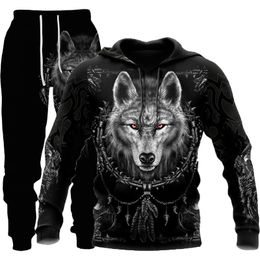 Men and Women 3D Printed Pennywise Casual Clothing Wolf Fashion Sweatshirt Hoodies and Trousers Exercise Suit 009