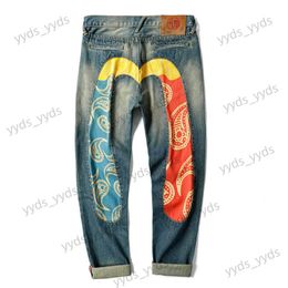 Men's Jeans Trousers Large M Mandarin Duck Spliced Washed Loose Straight Leg Pants Fashion ins Micro Tapered Pants Four Seasons T230327