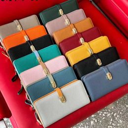 Wallets Genuine Leather Designer Wallet Fashion Money Bag Cell Phone Pocket Ladies Luxury Short and Long Purse G230327