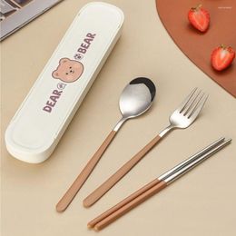 Dinnerware Sets Portable Travel Camping Lunch Box Fork Spoons Chopsticks Set Stainless Steel Cutlery Tableware