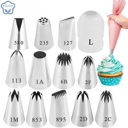 Baking Moulds 13 Styles Large Icing Piping Nozzles For Decorating Cake Baking Cookie Cupcake Piping Nozzle Stainless Steel Pastry Tips 230327