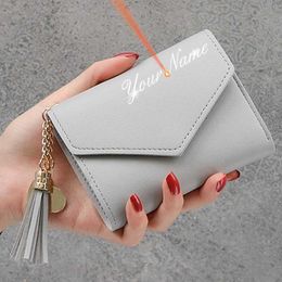 Wallets 2023 New Short Women Wallets Free Name Engraving Small Card Holders Luxury Female Purse High Quality Cute Wallet For Girls G230327