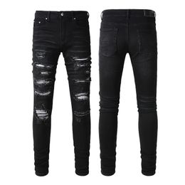 Men's Distressed Ripped Skinny Jeans Mens Jeans Slim Motorcycle Moto Biker Causal Mens Denim Pants Hip Hop Men Jeans119