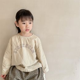 T-shirts Spring Children Long Sleeve T Shirts Fashion Letter Print Girls Loose Tops Kids Bottoming Shirts Boys Tee Baby Clothes 230327