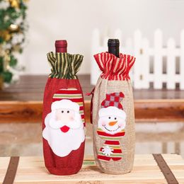 Dinnerware Sets Red Wine Bottle Tote Christmas Joyful Champagne Cover Snowman Pattern Bags Portable Drink Package Festival Innovative