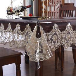 Table Cloth Waterproof Rectangular Lace Decor Tea Dust Cover PVC Plastic Tablecloth Soft Glass Wedding Party