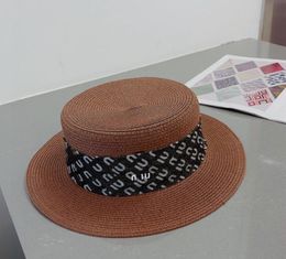 Wholesale Fine Straw Hat Women's Summer Socialite Flat Top Hat Foldable Beach Hats Elegant Wide Brim Hat Sun cap