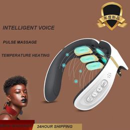 Massaging Neck Pillowws Electric Smart Cervical Neck Massage 12Head Heat Massage Machine For Neck Health Care Should Neck Massage Instrument Treat Pain 230327