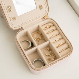 Jewellery Boxes Plush Velvet Small Jewellery Box Necklace Ring Storage Organiser Mini Jewellery Case Jewellery Travel Organiser For Women Girls 230325