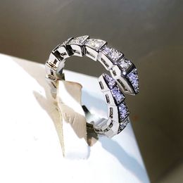fashion snake designer band ring open size simple diamond crystal shining love rings Jewellery for women