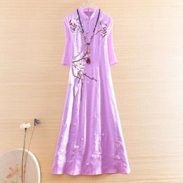 Ethnic Clothing Hi-end Women Royal Embroidery Plum Blossom Cheongsam Dress Slim Elegant Lady Chinese Style A-line Party Qiapo S-XXL