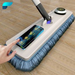 Mops PEISI Magic Self-Cleaning Squeeze Mop Microfiber Spin And Go Flat Mop For Washing Floor Home Cleaning Tool Bathroom Accessories 230327