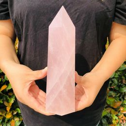 Other Home Decor Natural Pink Rose Quartz Crystal Obelisk Wand Point Healing 230327