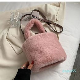 Evening Bags Winter Soft Plush Small Shoulder Bag Women's Faux Fur Crossbody Ladies Handbag Solid Colour Shopper Underarm Messenger