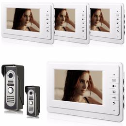 Video Door Phones SmartYIBA Home Security 7''Inch Colour Monitor Wired Doorbell Intercom Phone System Night Vision 4 2 CameraVideo