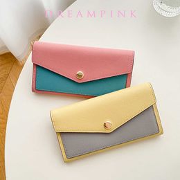 Wallets Luxury Women Long Wallet Fashion Saffiano Leather Envelope Female Phone Clutch Purse Color Contrast Flap Cover Card Wallet Bag G230327